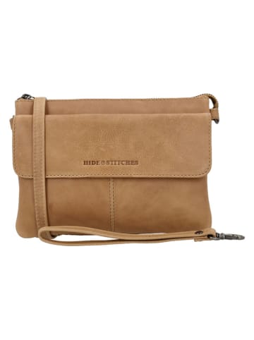 HIDE & STITCHES Leder-Umhängetasche "Porto" in Hellbraun - (B)23 x (H)16 x (T)4 cm