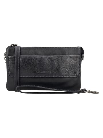 HIDE & STITCHES Leren schoudertas zwart - (B)20 x (H)12 x (D)4 cm