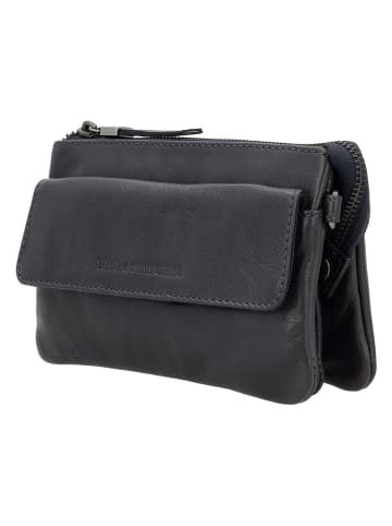 HIDE & STITCHES Leren schoudertas zwart - (B)20 x (H)12 x (D)4 cm