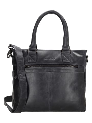 micmacbags Leder-Schultertasche in Anthrazit - (B)28 x (H)33,5 x (T)9 cm