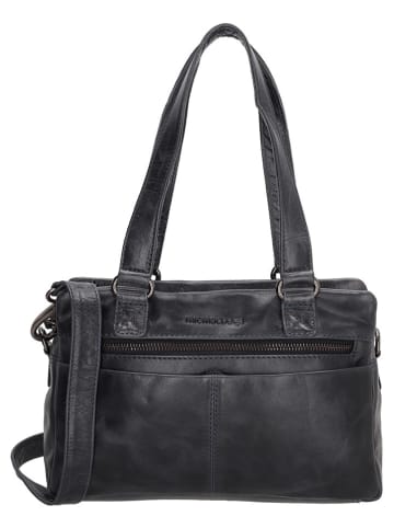 micmacbags Leder-Schultertasche in Schwarz - (B)28 x (H)19 x (T)10 cm