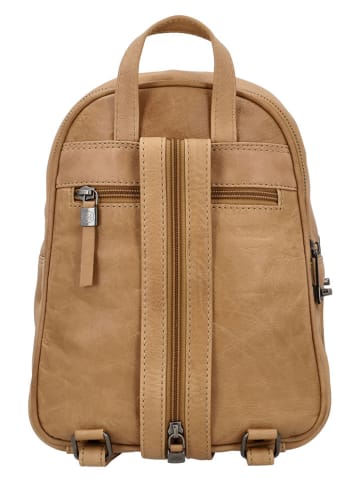 HIDE & STITCHES Leder-Rucksack in Hellbraun - (B)20 x (H)27 x (T)12 cm
