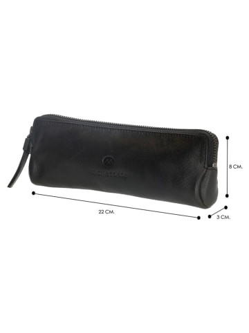 micmacbags Skórzany piórnik w kolorze czarnym - 22 x 8 x 3 cm