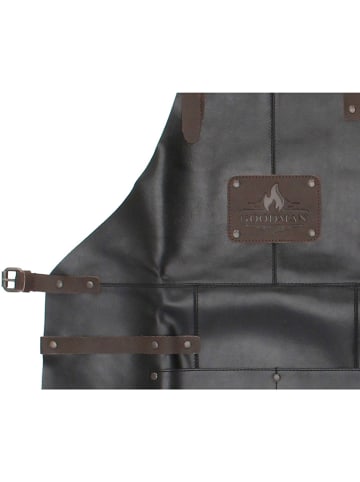 GOODMAN Leder-Grillschürze in Schwarz - (B)63 x (H)85 x (T)0,50 cm