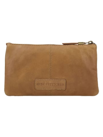HIDE & STITCHES Leder-Umhängetasche in Hellbraun - (B)21 x (H)12 x (T)2 cm