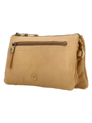 HIDE & STITCHES Leder-Umhängetasche in Hellbraun - (B)21 x (H)12 x (T)2 cm