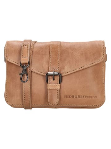 HIDE & STITCHES Leder-Umhängetasche "Porto" in Camel - (B)19 x (H)11,5 x (T)5 cm