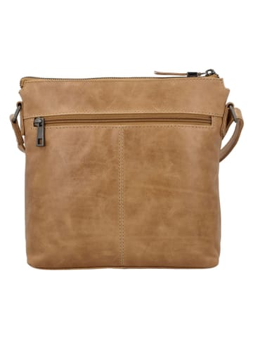 HIDE & STITCHES Leder-Umhängetasche "Porto" in Hellbraun - (B)25,5 x (H)23,5 x (T)4,5 cm