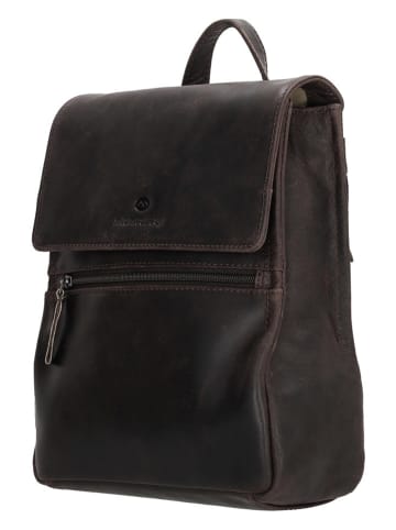micmacbags Skórzany plecak "Next Navajo" w kolorze czarnym - 23 x 26 x 9 cm