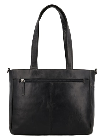HIDE & STITCHES Leren schoudertas zwart - (B)34 x (H)34 x (D)8 cm