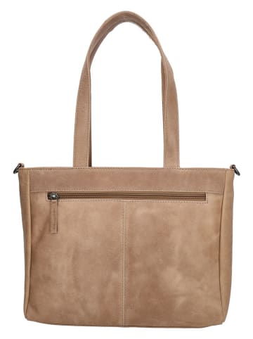 HIDE & STITCHES Leren schoudertas beige - (B)34 x (H)34 x (D)8 cm