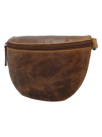HIDE & STITCHES Leder-Brustbeutel in Hellbraun - (B)24 x (H)13 x (T)8 cm