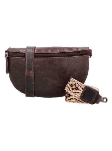 HIDE & STITCHES Leren borstbuidel bruin - (B)24 x (H)13 x (D)8 cm