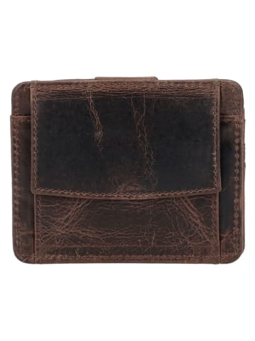 HIDE & STITCHES Skórzane etui w kolorze ciemnobrązowym na karty - 10 x 8,5 x 1 cm