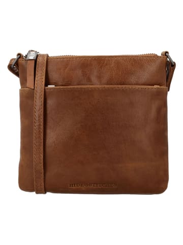 HIDE & STITCHES Leren schoudertas lichtbruin - (B)20 x (H)18 x (D)1,5 cm