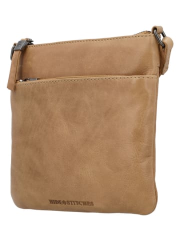 HIDE & STITCHES Leren schoudertas "Porto" lichtbruin - (B)20 x (H)18 x (D)2 cm