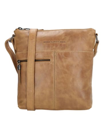 HIDE & STITCHES Leren schoudertas "Porto" lichtbruin - (L)23 x (B)23 x (H)4 cm