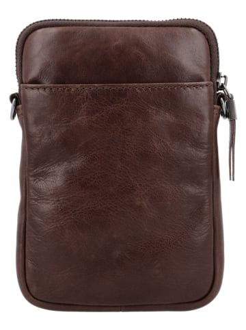 HIDE & STITCHES Leder-Handytasche "Porto" in Dunkelbraun - (B)13 x (H)19 x (T)2 cm