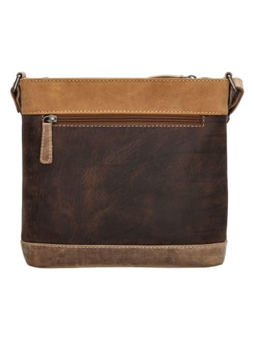 HIDE & STITCHES Leren schoudertas bruin/lichtbruin - (B)23 x (H)22 x (D)6 cm