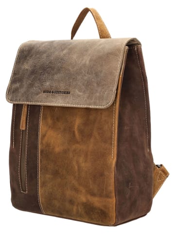HIDE & STITCHES Leder-Rucksack in Hellbraun/ Beige - (B)24 x (H)32 x (T)10 cm