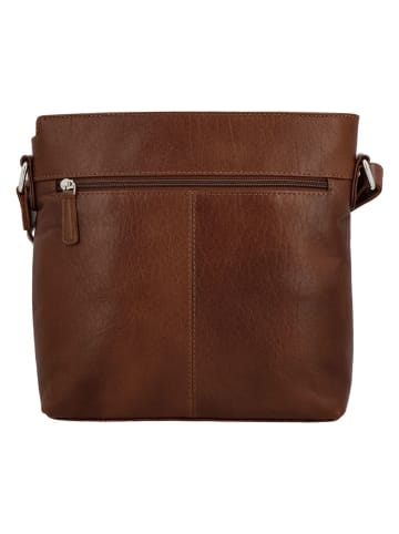 HIDE & STITCHES Leren schoudertas bruin - (B)26 x (H)26 x (D)8 cm