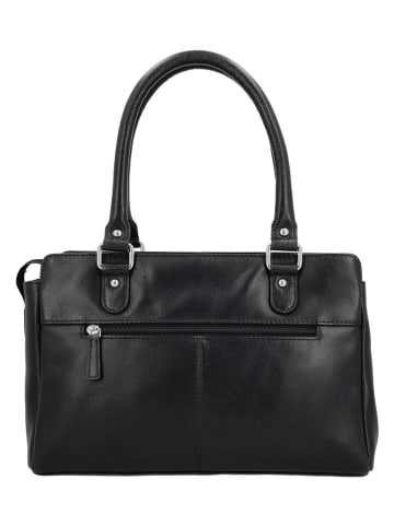 HIDE & STITCHES Leder-Henkeltasche in Schwarz - (B)27 x (H)19 x (T)8 cm
