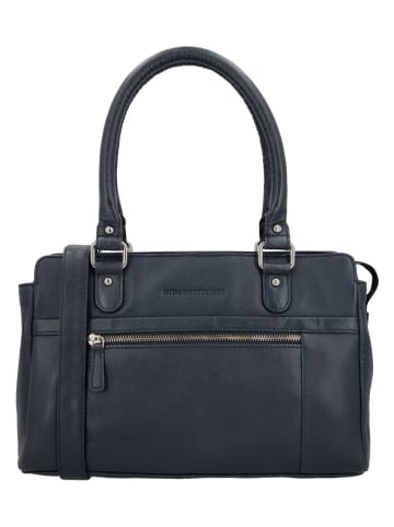 HIDE & STITCHES Leder-Henkeltasche in Dunkelblau - (B)27 x (H)19 x (T)8 cm