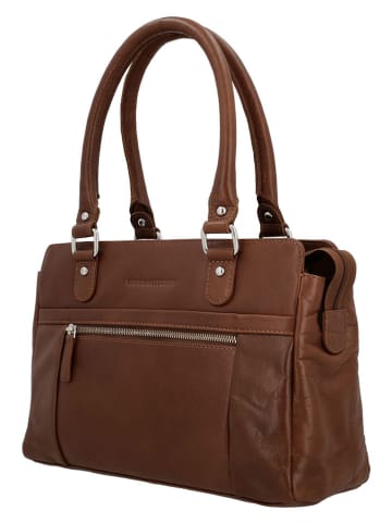 HIDE & STITCHES Leder-Henkeltasche in Hellbraun - (B)27 x (H)19 x (T)8 cm