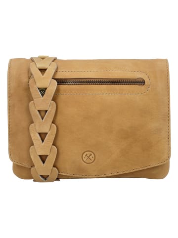HIDE & STITCHES Leren schoudertas okergeel - (B)21 x (H)17 x (D)4 cm
