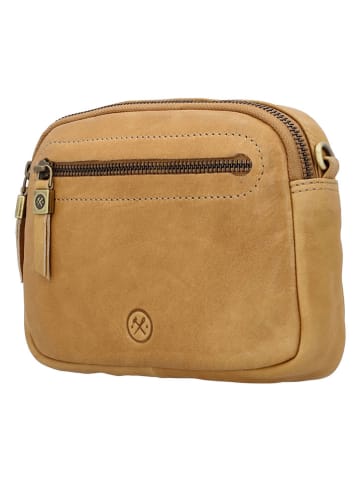 HIDE & STITCHES Leder-Umhängetasche in Hellbraun - (B)19 x (H)14 x (T)6 cm