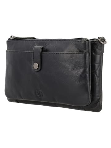 HIDE & STITCHES Leder-Umhängetasche in Schwarz - (B)24 x (H)14 x (T)2 cm