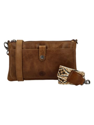 HIDE & STITCHES Leder-Umhängetasche in Hellbraun - (B)24 x (H)14 x (T)2 cm