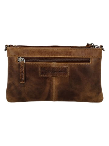 HIDE & STITCHES Leder-Umhängetasche in Hellbraun - (B)24 x (H)14 x (T)2 cm
