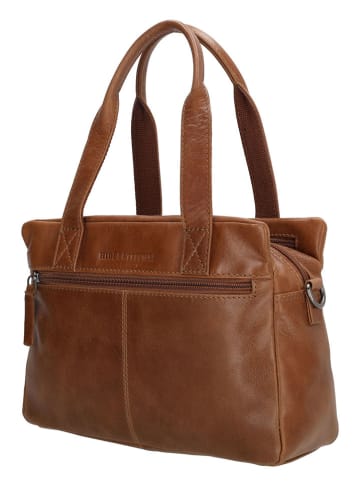 HIDE & STITCHES Leder-Henkeltasche in Hellbraun - (B)41 x (H)31 x (T)11 cm