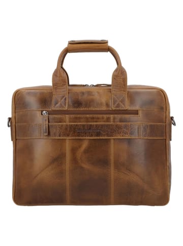HIDE & STITCHES Leder-Businesstasche in Hellbraun - (B)39,5 x (H)30 x (T)7 cm