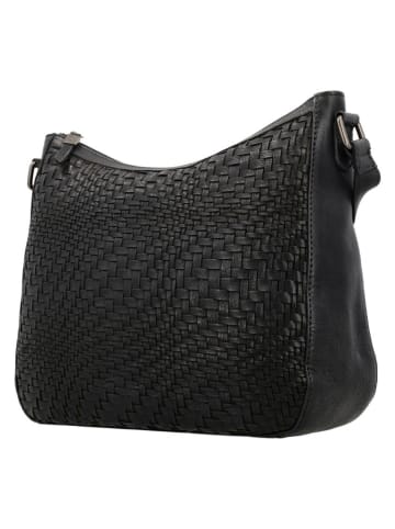 HIDE & STITCHES Leren schoudertas zwart - (B)30 x (H)26 x (D)10 cm