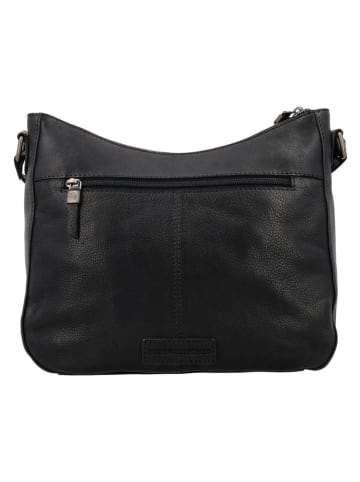 HIDE & STITCHES Leren schoudertas zwart - (B)30 x (H)26 x (D)10 cm