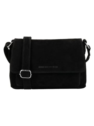 HIDE & STITCHES Leder-Umhängetasche "Brazos" in Schwarz - (B)24,5 x (H)16 x (T)5,5 cm