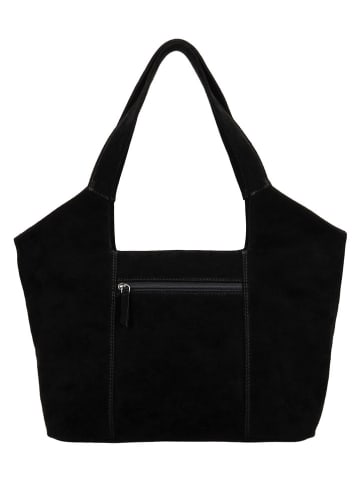 HIDE & STITCHES Leren schoudertas "Brazos" zwart - (B)38 x (H)23 x (D)11 cm