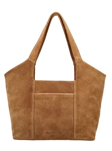 HIDE & STITCHES Leder-Schultertasche "Brazos" in Hellbraun - (B)38 x (H)23 x (T)11 cm