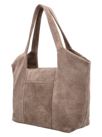 HIDE & STITCHES Leder-Schultertasche "Brazos" in Taupe - (B)38 x (H)23 x (T)11 cm