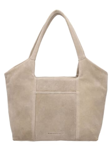 HIDE & STITCHES Leder-Schultertasche "Brazos" in Beige - (B)38 x (H)23 x (T)11 cm