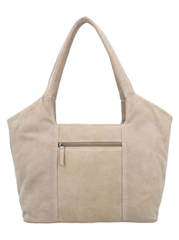 HIDE & STITCHES Leder-Schultertasche "Brazos" in Beige - (B)38 x (H)23 x (T)11 cm