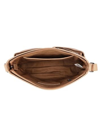 HIDE & STITCHES Leder-Umhängetasche in Beige - (B)29 x (H)21 x (T)8 cm