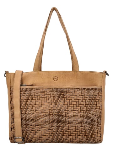 HIDE & STITCHES Leder-Schultertasche in Hellbraun - (B)35 x (H)24 x (T)10 cm