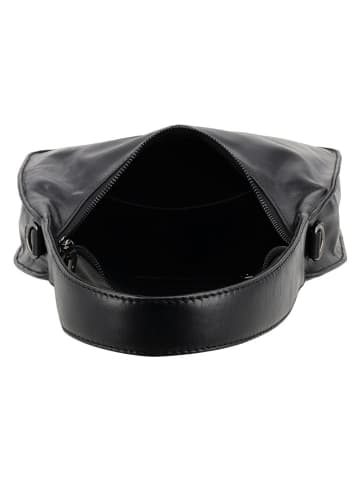 HIDE & STITCHES Leren schoudertas zwart - (B)26 x (H)28 x (D)8 cm