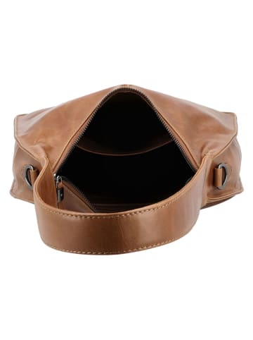 HIDE & STITCHES Leder-Schultertasche in Hellbraun - (B)26 x (H)28 x (T)8 cm