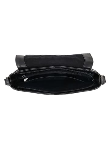 HIDE & STITCHES Leder-Umhängetasche in Schwarz - (B)25 x (H)19 x (T)7 cm