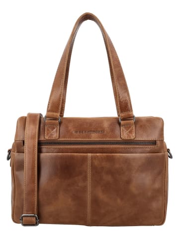 HIDE & STITCHES Leder-Schultertasche in Hellbraun - (B)30 x (H)22 x (T)10 cm