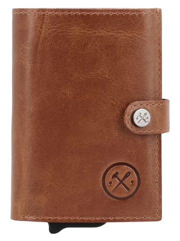 HIDE & STITCHES Leder-Geldbörse in Hellbraun - (B)8 x (H)10 x (T)1 cm